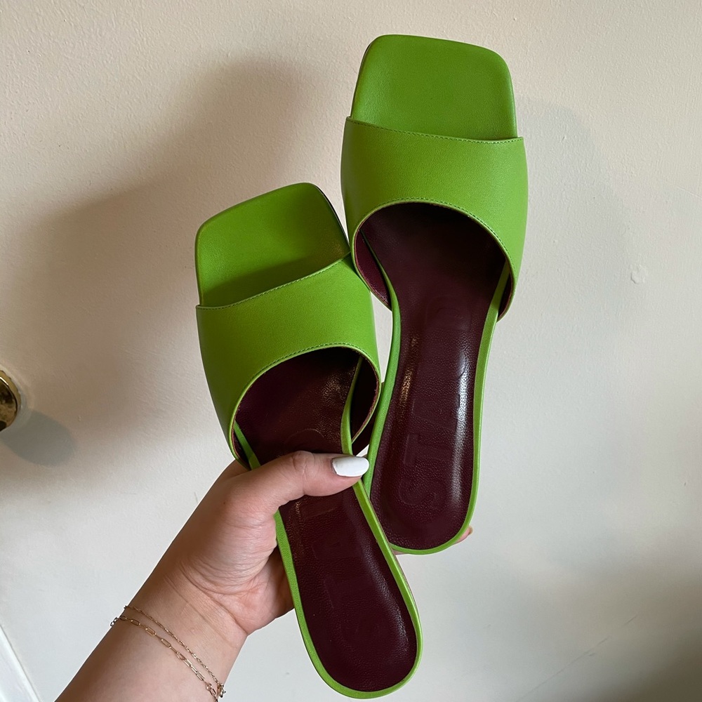STAUD Green Simone Slide Mule Sandal